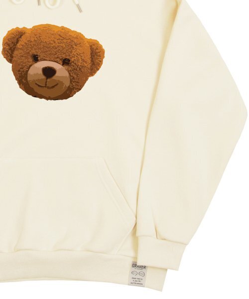 GRAVER（グレーバー）の「[UNISEX]ビッグOFベアフードティー_クリーム（パーカー・レディース・アイボリー・SMALL/MEDIUM/LARGE/X-LARGE）」の5枚目の写真
