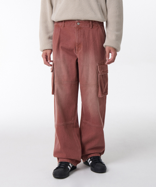 MUSINSA STANDARD（ムシンサスタンダード）の「ピグメントエクストラワイドカーゴデニムパンツ[スモークピンク]（デニムパンツ・メンズ・その他・40/38/42/36/34/32/30/31/33/26/27/28/29）」の2枚目の写真