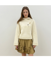 Wool Blend Hoodie Knit (Ivory)