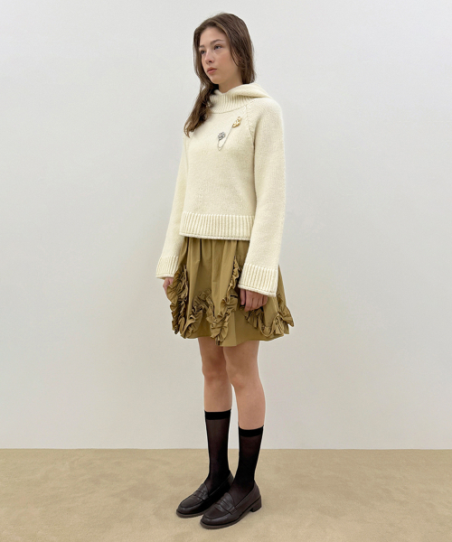 SINOON（シヌーン）の「Wool Blend Hoodie Knit (Ivory)（ニット/セーター・レディース・アイボリー・FREE）」の4枚目の写真