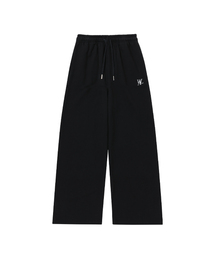 WOOALONG（ウアロン）の「(Fleece-lined) Signature relax wide pants - BLACK（スウェットパンツ・メンズ）」