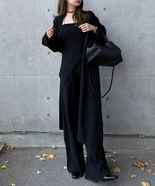 LAULEN(ローレン)の「asymmetry hem bustier knit 3set /アシンメトリーヘムビスチェニット3点セット(セットアップ・レディース・ブラック/グレイッシュベージュ/アイボリー・FREE)」の3枚目の写真