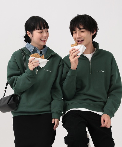 セール】ソフトタッチスウェット/裏起毛/ハーフジップ/606878