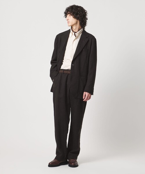 District(ディストリクト)の「<District>シュリンク サージ 2プリーツ テーパードパンツ(スラックス・メンズ・ダークブラウン/ネイビー・M/L/S)」の3枚目の写真