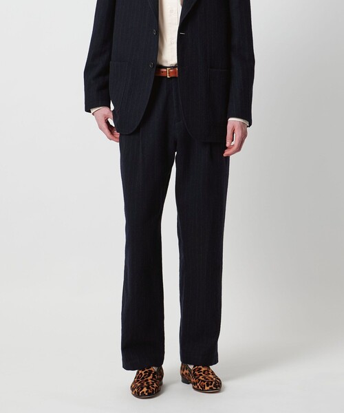 District(ディストリクト)の「<District>シュリンク サージ 2プリーツ テーパードパンツ(スラックス・メンズ・ダークブラウン/ネイビー・M/L/S)」の4枚目の写真