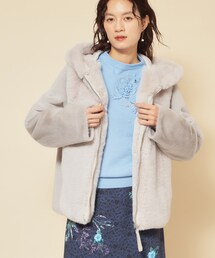 Sunauna（スーナウーナ）の「【冬を彩る異素材フェイクファーアウター】（ブルゾン・レディース）」
