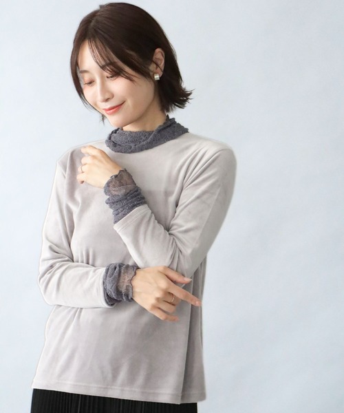 Ehre style（エーレスタイル）の「重ね着用インナー 冬のワンポイントお洒落（Tシャツ/カットソー・レディース・ブラック/グレー・FREE）」の5枚目の写真