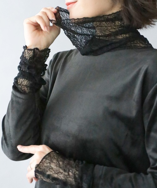 Ehre style（エーレスタイル）の「重ね着用インナー 冬のワンポイントお洒落（Tシャツ/カットソー・レディース・ブラック/グレー・FREE）」の4枚目の写真