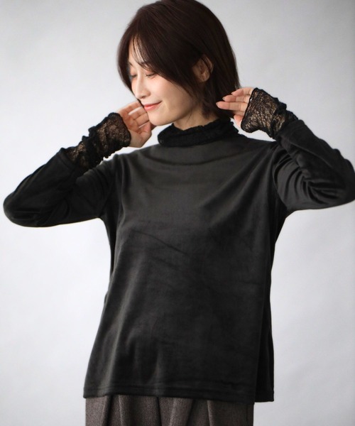 Ehre style（エーレスタイル）の「重ね着用インナー 冬のワンポイントお洒落（Tシャツ/カットソー・レディース・ブラック/グレー・FREE）」の8枚目の写真