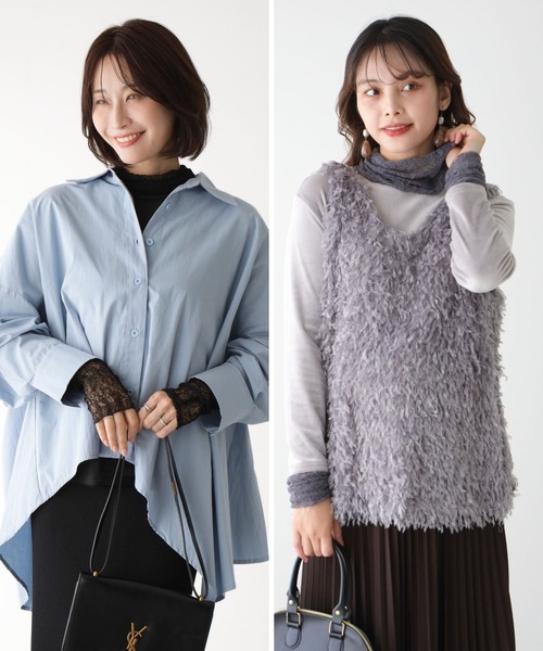 Ehre style（エーレスタイル）の「重ね着用インナー 冬のワンポイントお洒落（Tシャツ/カットソー・レディース・ブラック/グレー・FREE）」の12枚目の写真