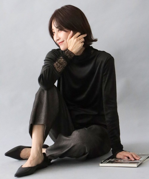 Ehre style（エーレスタイル）の「重ね着用インナー 冬のワンポイントお洒落（Tシャツ/カットソー・レディース・ブラック/グレー・FREE）」の14枚目の写真
