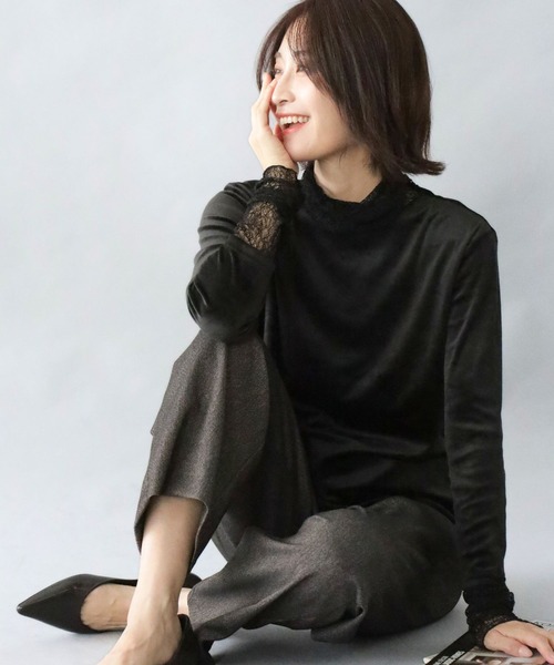 Ehre style（エーレスタイル）の「重ね着用インナー 冬のワンポイントお洒落（Tシャツ/カットソー・レディース・ブラック/グレー・FREE）」の22枚目の写真
