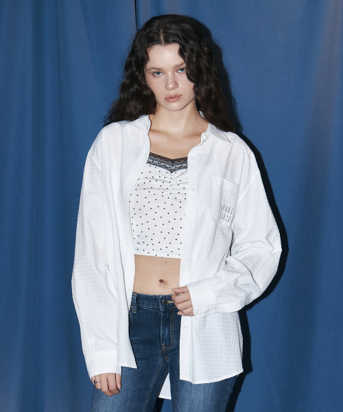 PLEASENOFOLLOW(プリーズノーフォロー)の「Taryn Patch Check Shirt (White)(シャツ/ブラウス・レディース・その他・FREE)」の1枚目の写真