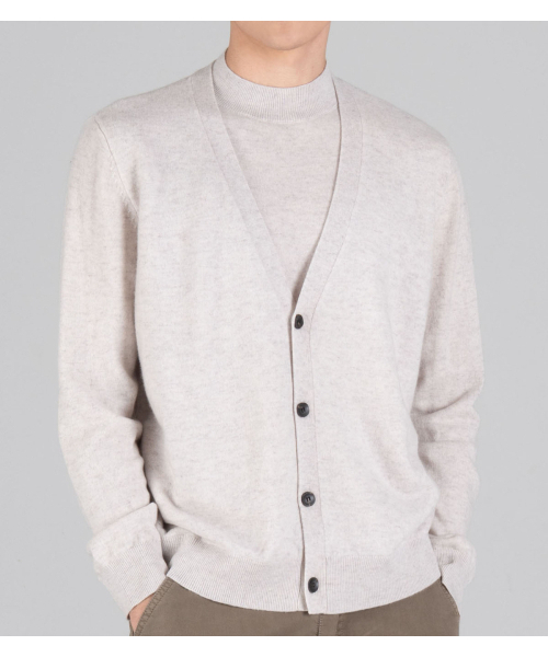 BUTTON SEOUL（ボタンソウル）の「ウール90 カーディガンレイヤードニット（アイボリー）（ニット/セーター・メンズ・その他・MEDIUM/LARGE/X-LARGE）」の8枚目の写真