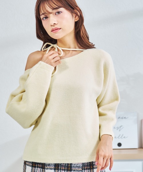 MISCH MASCH(ミッシュマッシュ)の「ZOZO限定 ストラップリボンニット(ニット/セーター・レディース・ブルー/イエロー/ホワイト・フリ-)」の4枚目の写真