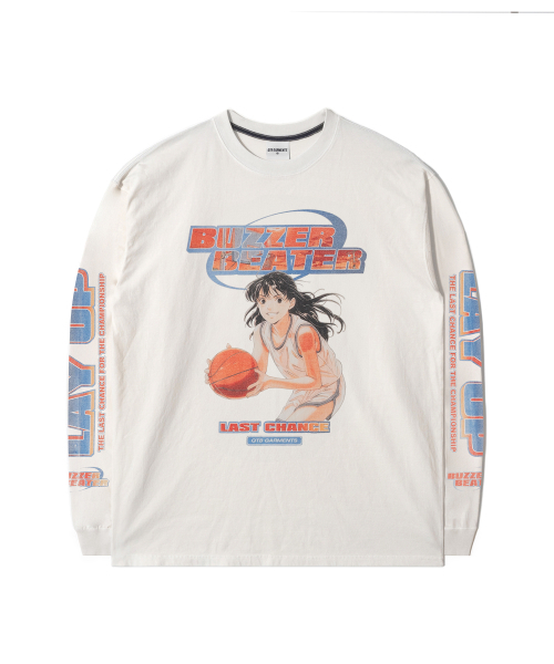 QT8 GARMENTS（キューティーエイトガーメント）の「TL Buzzer Beater Vintage Washed Long Sleeve (Ecru)（Tシャツ/カットソー・レディース・その他・MEDIUM/LARGE/SMALL/X-LARGE）」の2枚目の写真