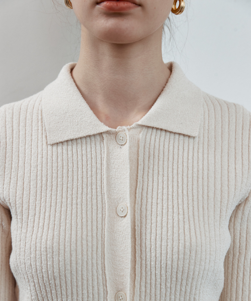 STEP AROUND（ステップアラウンド）の「Multi rib slim fit collar cardigans [IVORY]（カーディガン/ボレロ・レディース・その他・MEDIUM/SMALL）」の2枚目の写真