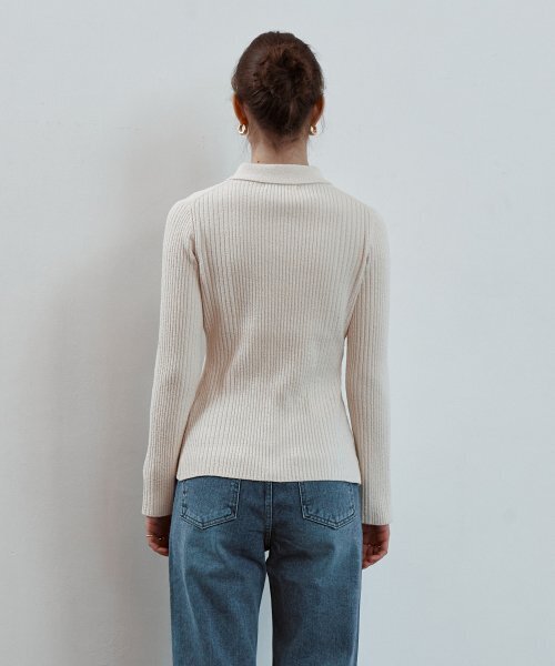 STEP AROUND（ステップアラウンド）の「Multi rib slim fit collar cardigans [IVORY]（カーディガン/ボレロ・レディース・その他・MEDIUM/SMALL）」の4枚目の写真