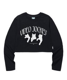 ニャンニャンニャン クロップLS Tシャツ [ブラック]