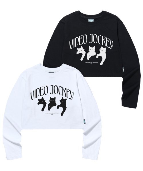 Video Jockey（ビデオジョッキー）の「ニャンニャンニャン クロップLS Tシャツ [ブラック]（Tシャツ/カットソー・レディース・ブラック・FREE）」の2枚目の写真