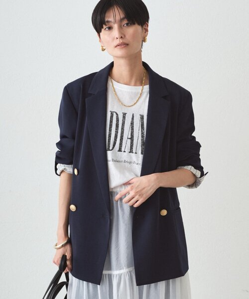 LOUNGEDRESS（ラウンジドレス）の「BASICテーラードジャケット（テーラードジャケット・レディース・ネイビー/ライトベージュ・FREE）」の3枚目の写真