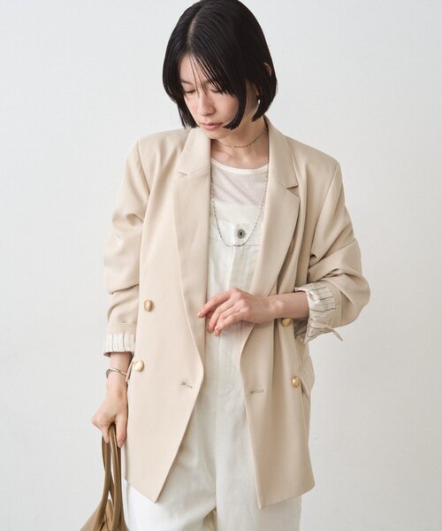 LOUNGEDRESS（ラウンジドレス）の「BASICテーラードジャケット（テーラードジャケット・レディース・ネイビー/ライトベージュ・FREE）」の4枚目の写真