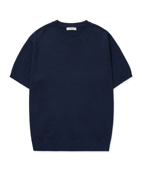 MANNERGRAM（マナーグラム）の「ソフトコットン100 3PLY ラウンド 半袖ニット - 4カラー（Tシャツ/カットソー・メンズ・ダークネイビー/ブラック/アイボリー/グレー・MEDIUM/LARGE/X-LARGE/XX-LARGE）」の5枚目の写真