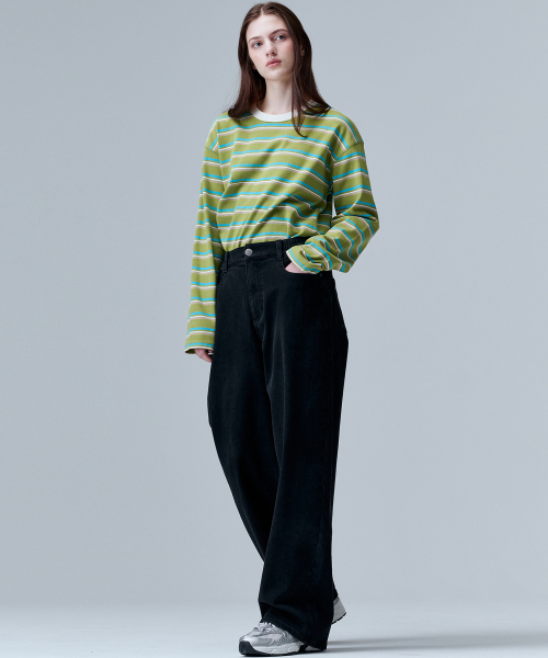 MALOUPE（マロップ）の「9139 裏起毛バンディングワイドデニム（ブラック）（デニムパンツ・レディース・ブラック・SMALL/MEDIUM）」の5枚目の写真