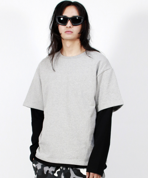 DEMARC（ドゥマーク）の「M LAYERED SLEEVE BOXY FIT CREW NECK T-SHIRT GREY（Tシャツ/カットソー・メンズ・その他・MEDIUM/LARGE）」の4枚目の写真