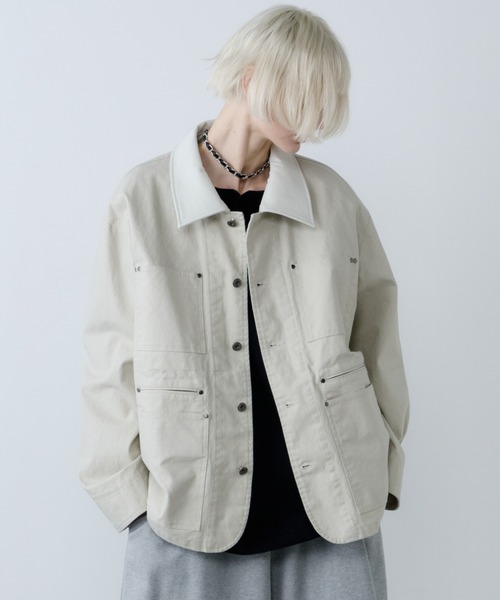 AIVER（アイバー）の「AIVER　ダックカバーオールジャケット（カバーオール・メンズ・ブラック/ダークグレー/ナチュラル・LARGE/MEDIUM/SMALL）」の3枚目の写真