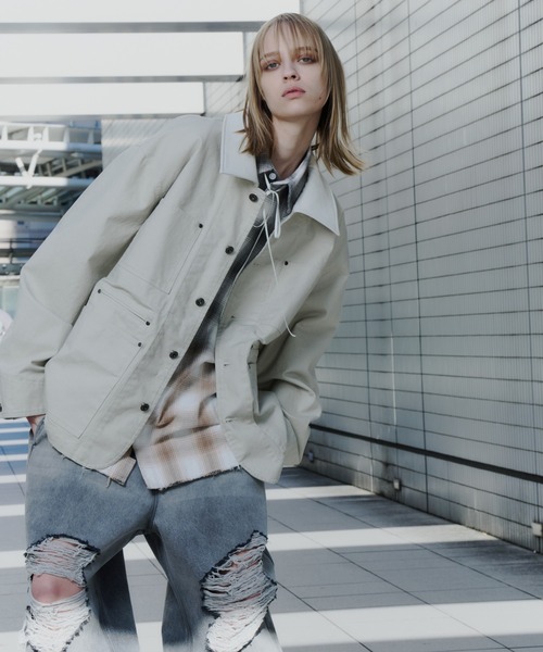 AIVER（アイバー）の「AIVER　ダックカバーオールジャケット（カバーオール・メンズ・ブラック/ダークグレー/ナチュラル・LARGE/MEDIUM/SMALL）」の6枚目の写真