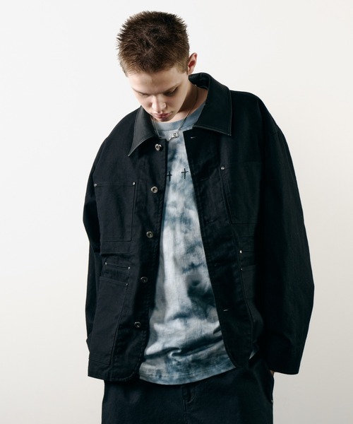 AIVER（アイバー）の「AIVER　ダックカバーオールジャケット（カバーオール・メンズ・ブラック/ダークグレー/ナチュラル・LARGE/MEDIUM/SMALL）」の12枚目の写真