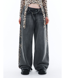 YEEL SIDE CUBIC DENIM PANTS GREY