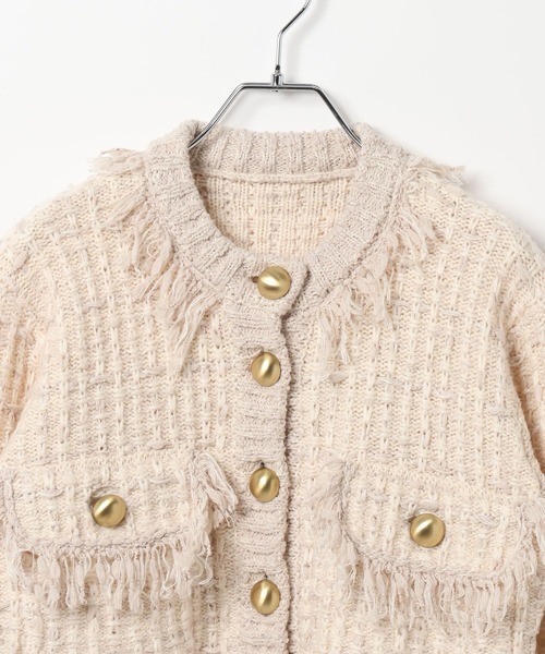 BAYFLOW(ベイフロー)の「【EF(エフ)】ニットツイードカーディガン(WOMEN)(カーディガン/ボレロ・レディース・ブラック/オフホワイト・FREE)」の4枚目の写真