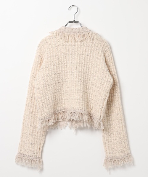 BAYFLOW(ベイフロー)の「【EF(エフ)】ニットツイードカーディガン(WOMEN)(カーディガン/ボレロ・レディース・ブラック/オフホワイト・FREE)」の3枚目の写真