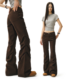 Flared Shirring Pants DCWPT017BROWN
