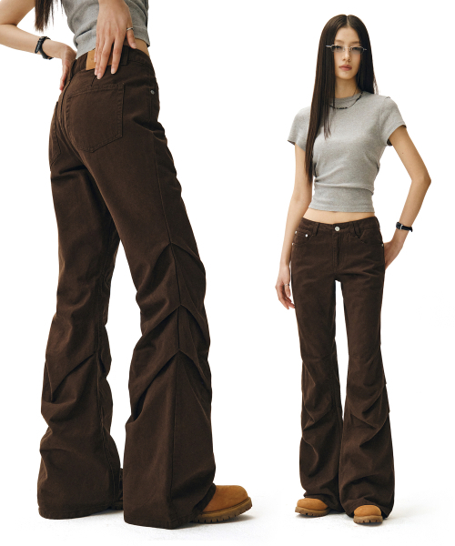 DECET WOMEN(デケット ウーマン)の「Flared Shirring Pants DCWPT017BROWN(その他パンツ・レディース・その他・LARGE/X-SMALL/SMALL/MEDIUM)」の1枚目の写真