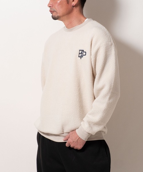 BAYBLO（ベイブロ）の「(SA) ボア ワンポイント ロゴ トレーナー（スウェット・メンズ・ブラウン/ブラック/アイボリー/グレー・M/L/LL）」の13枚目の写真