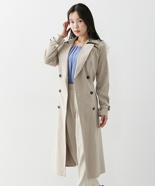 Nissen glamor(ニッセングラマー)の「【大きい胸専用】ロング丈トレンチコート(トレンチコート・レディース・ベージュ/ネイビー/ブラック・LL/3L/M/L/4L)」の1枚目の写真
