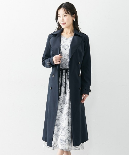 Nissen glamor(ニッセングラマー)の「【大きい胸専用】ロング丈トレンチコート(トレンチコート・レディース・ベージュ/ネイビー/ブラック・LL/3L/M/L/4L)」の3枚目の写真