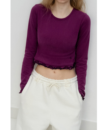 WITHOUT SUMMER（ウィズアウトサマ）の「フリルクロップTシャツ_パープル（Tシャツ/カットソー）」