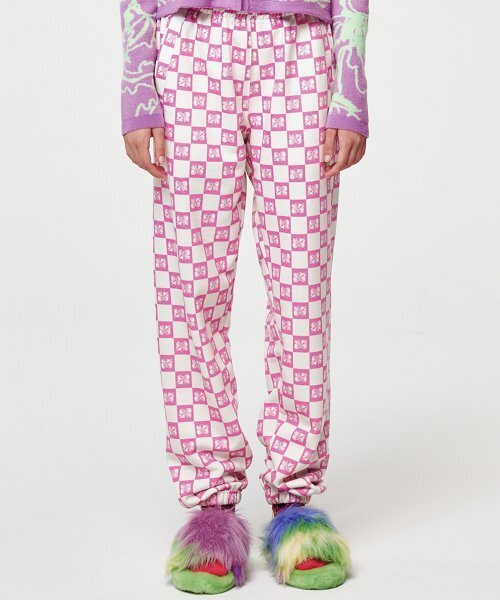 リボンチェックボードジョガーパンツ（スウェットパンツ）｜MIMICAWE  