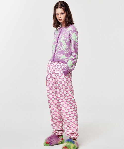 リボンチェックボードジョガーパンツ（スウェットパンツ）｜MIMICAWE  