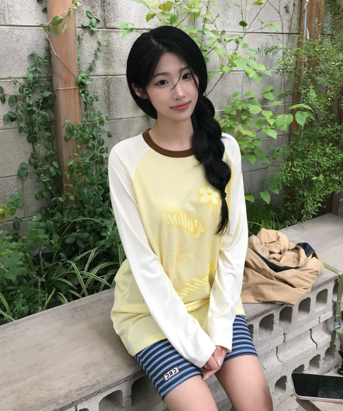 COTTONREBIRTHCLUB(コットンリバースクラブ)の「コントラストラグランTシャツ(イエロー)(Tシャツ/カットソー・レディース・その他・FREE)」の10枚目の写真