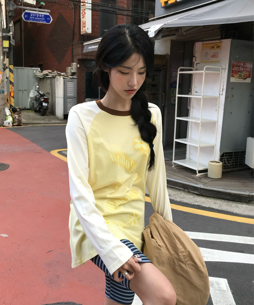 COTTONREBIRTHCLUB(コットンリバースクラブ)の「コントラストラグランTシャツ(イエロー)(Tシャツ/カットソー・レディース・その他・FREE)」の11枚目の写真