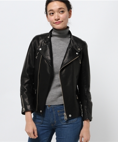 OUTLET（アウトレット）の「【Sheta】SofarHORSELEATHERJK（ライダースジャケット・レディース・ブラウン/ブラック・0）」の2枚目の写真