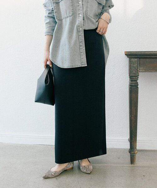 RIVE DROITE（リヴドロワ）の「【ストレスフリー/シーズンレス】ストレッチダンボールIラインスカート（スカート・レディース・モカ/ブラック/ダークブラウン・38/36）」の12枚目の写真