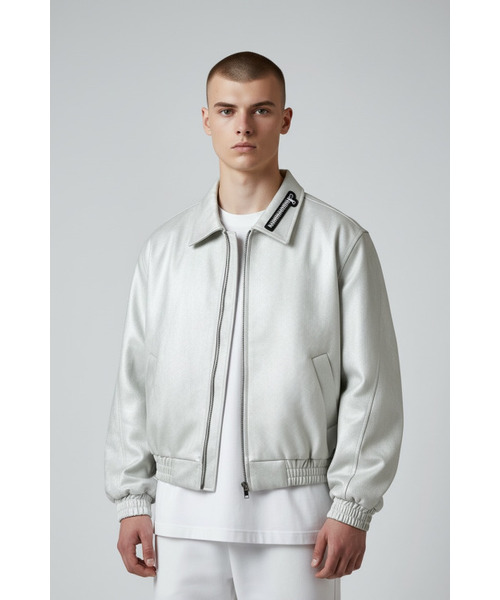 Soft Suede Zip Collar Blouson Jacket (Ivory)