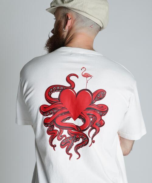 Schott(ショット)の「Schott/ショット/HEART OCTOPUS T-SHIRT/ハートオクトパス Tシャツ(Tシャツ/カットソー・メンズ・ネイビー/ブラック/ホワイト・M/L/2XL/XL)」の6枚目の写真