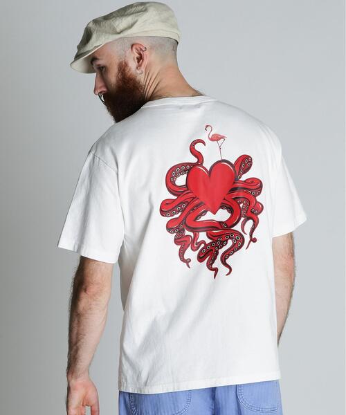 Schott(ショット)の「Schott/ショット/HEART OCTOPUS T-SHIRT/ハートオクトパス Tシャツ(Tシャツ/カットソー・メンズ・ネイビー/ブラック/ホワイト・M/L/2XL/XL)」の7枚目の写真